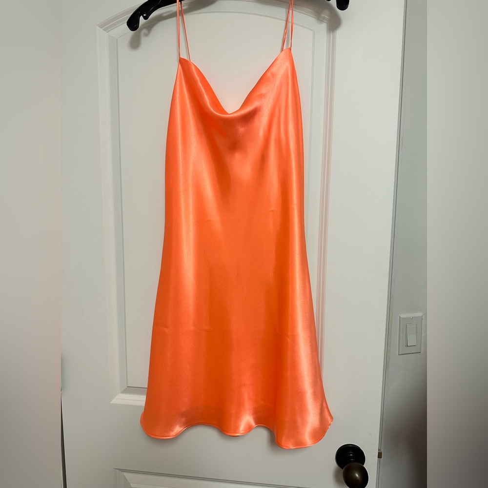 Hemline satin orange dress